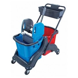 Уборочная тележка двухведерная. 2х25л (каркас пластик)(отжим пластик) с доп.конт CK756