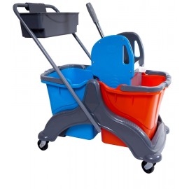 Уборочная тележка двухведерная. 2х25л (каркас пластик)(отжим пластик) с доп.конт CK756